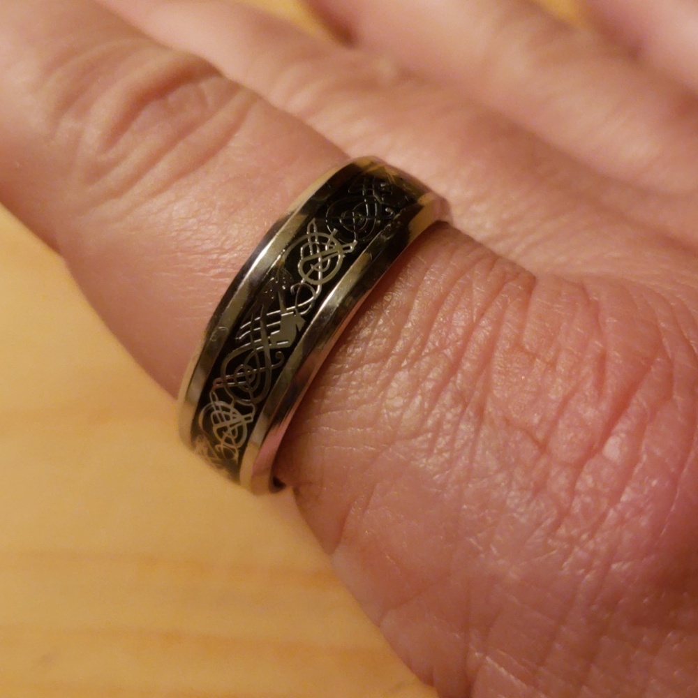 Titanium Mens Band with Black Background